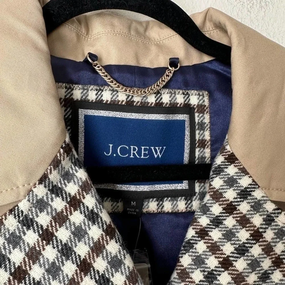 J.Crew Pleated Trench Coat Italian Wool Lapel - Picture 3 of 6